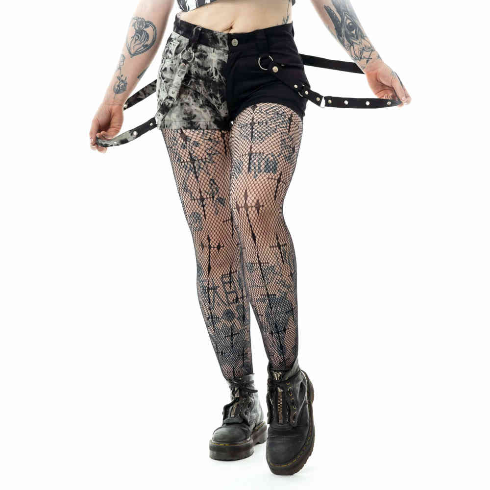 Vixxsin - Linnea Tie Dye Korte broek - Zwart/Grijs